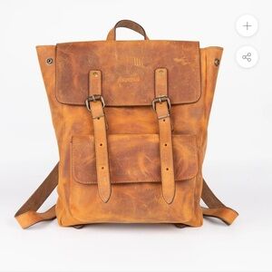 CHICATOLIA CRAZY HORSE LEATHER EXPANDABLE BACKPACK - ORANGE